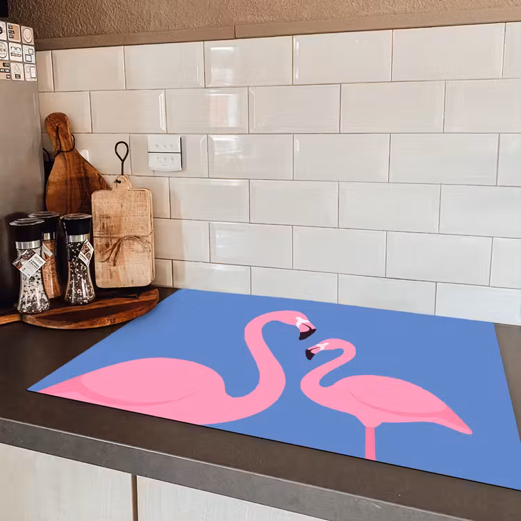 Vogel - Paar - Dieren - Modern - Roze Inductie beschermer vinyl 3mm klein -sfeer3