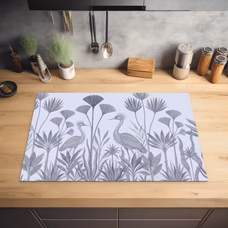 Vogel - Tropisch - Illustratie - Blauwgrijs - Natuur Inductie beschermer vinyl 3mm klein -sfeer5