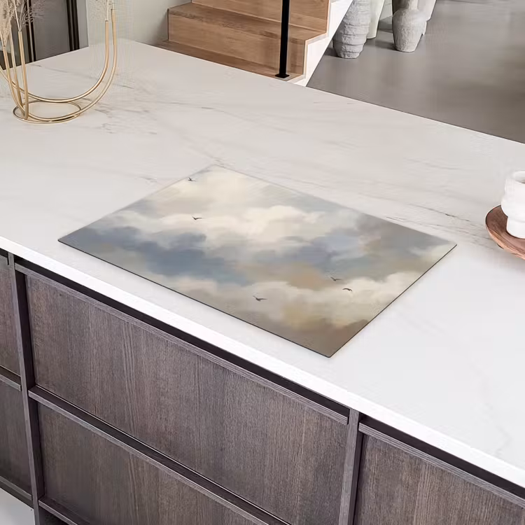Vogel - Wolken - Natuur - Modern - Grijs Inductie beschermer vinyl 3mm klein -sfeer8