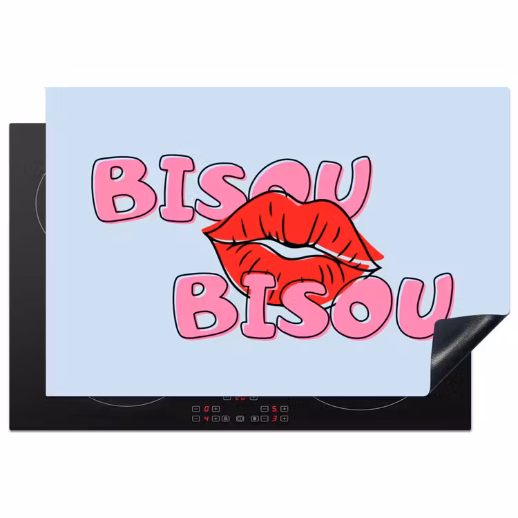 Bisou - Blauw - Roze - Lippen Inductie beschermer vinyl 3mm klein -3d