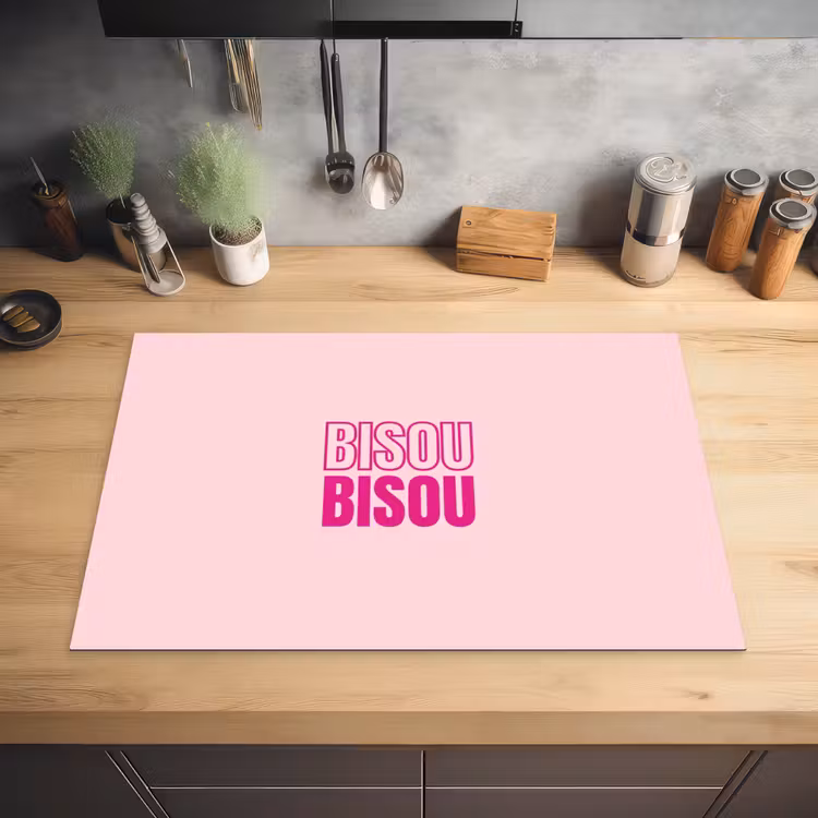 Bisou - Roze - Minimalistisch Inductie beschermer vinyl 3mm klein -sfeer5