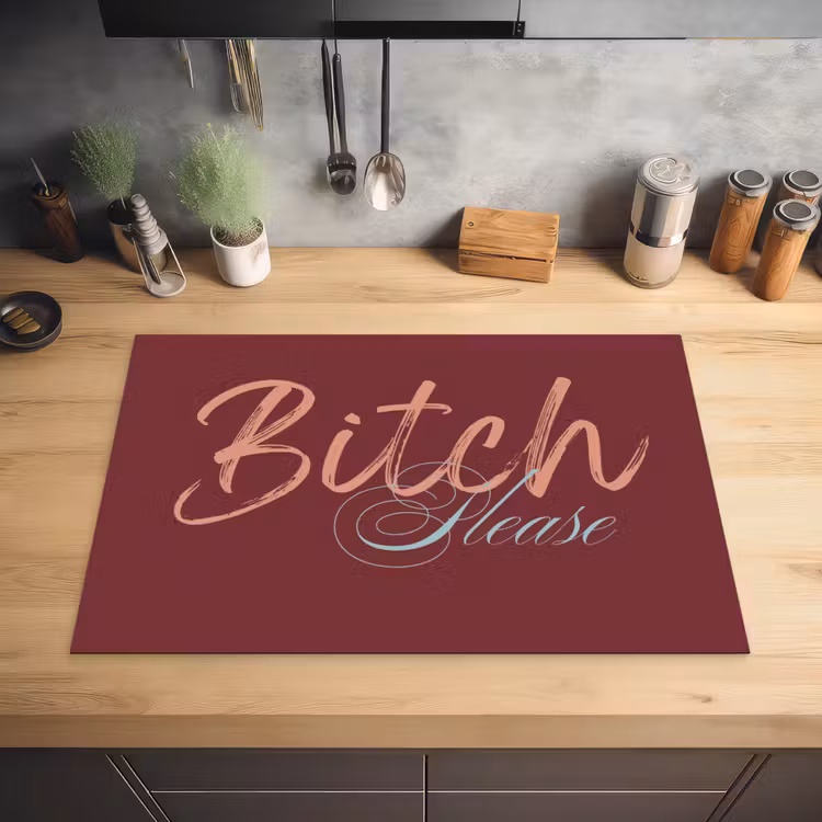 Bitch please - Rood - Blauw Inductie beschermer vinyl 3mm klein -sfeer5