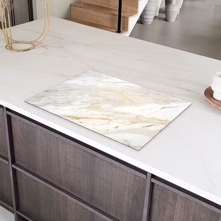 Zwart-wit foto van marmer Inductie beschermer vinyl 3mm klein -sfeer8