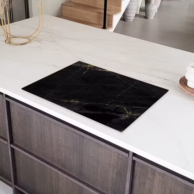 Zwart - Goud - Marmer Inductie beschermer vinyl 3mm klein -sfeer8
