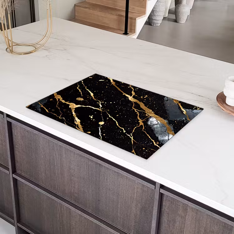 Zwart - Goud - Strepen Inductie beschermer vinyl 3mm klein -sfeer8