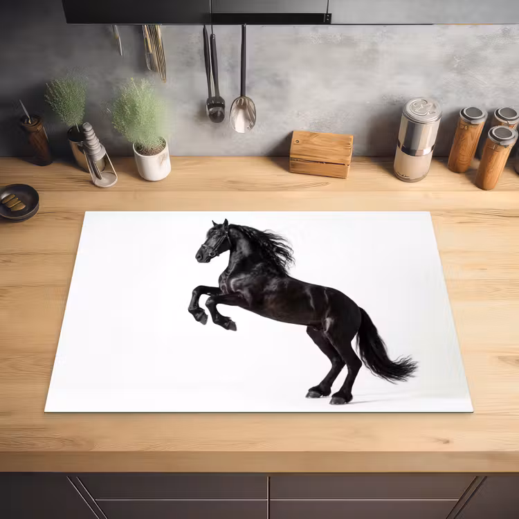 Zwart - Paard - Portret Inductie beschermer vinyl 3mm klein -sfeer5