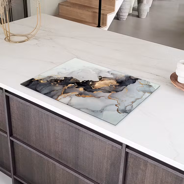 Zwart - Marmer - Luxe - Goud Inductie beschermer vinyl 3mm klein -sfeer8