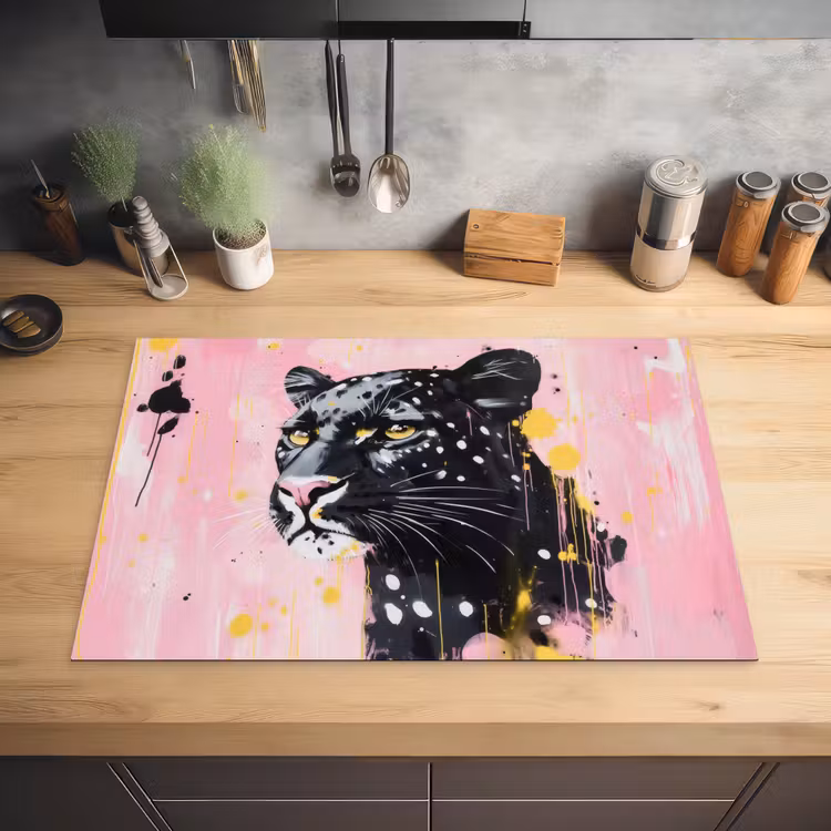 Zwart - Panter - Roze - Abstract Inductie beschermer vinyl 3mm klein -sfeer5