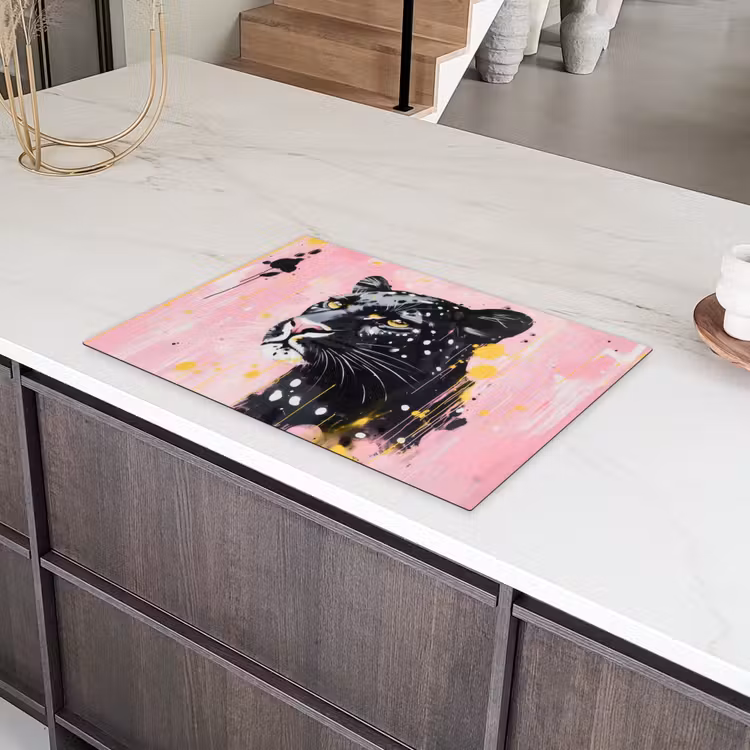 Zwart - Panter - Roze - Abstract Inductie beschermer vinyl 3mm klein -sfeer8