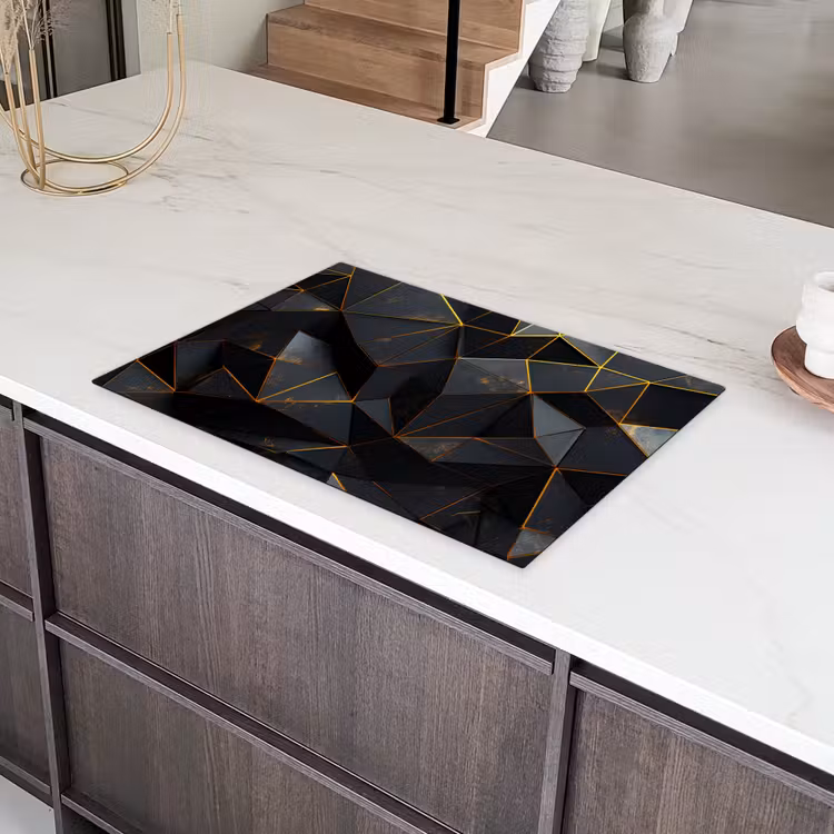 Zwart - Patroon - Goud - Structuur Inductie beschermer vinyl 3mm klein -sfeer8