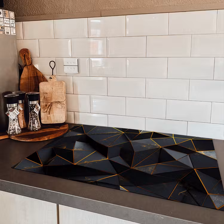 Zwart - Patroon - Goud - Structuur Inductie beschermer vinyl 3mm klein -sfeer3