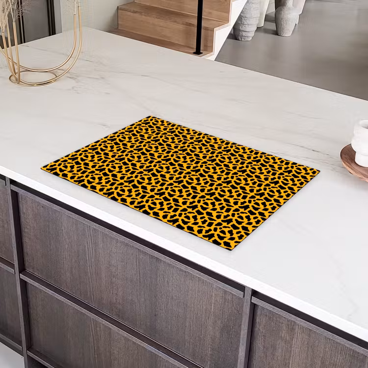 Zwart - Vlekken - Oranje - Dier Inductie beschermer vinyl 3mm klein 276 -sfeer8