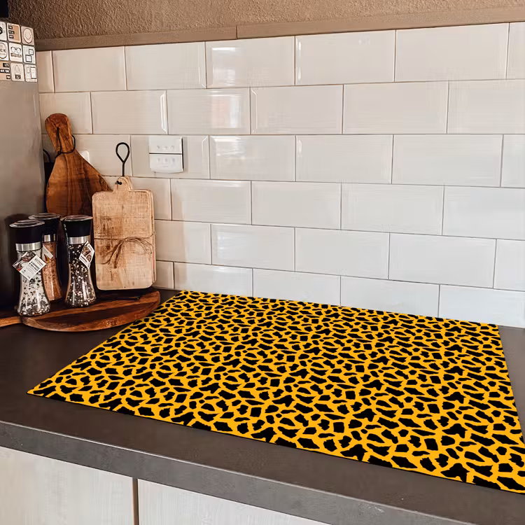 Zwart - Vlekken - Oranje - Dier Inductie beschermer vinyl 3mm klein 276 -sfeer3