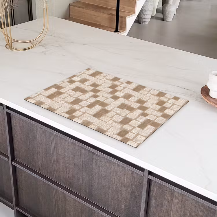 Blok - Patroon - Bruin Inductie beschermer vinyl 3mm klein 276 -sfeer8