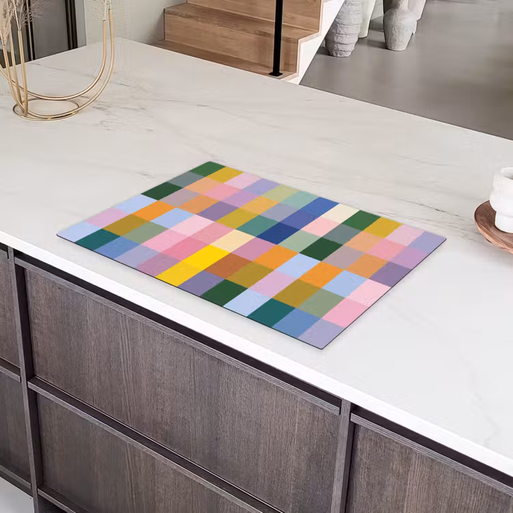 Blokken - Vierkant - Patroon - Gekleurd Inductie beschermer vinyl 3mm klein -sfeer8