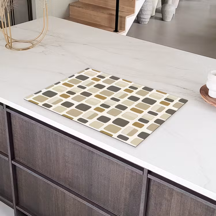 Blokken - Vintage - Grijs Inductie beschermer vinyl 3mm klein 276 -sfeer8