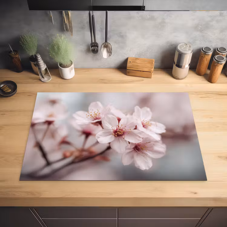 Bloesems - Meeldraden - Geel - Wazig Inductie beschermer vinyl 3mm klein -sfeer5