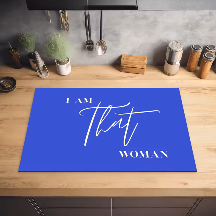 Blauw - I am that woman - Sierlijk - Minimalistisch Inductie beschermer vinyl 3mm klein -sfeer5