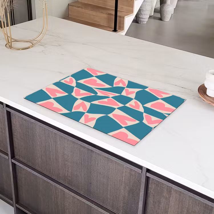 Blauw - Vlakken - Patroon - Hartjes Inductie beschermer vinyl 3mm klein 276 -sfeer8