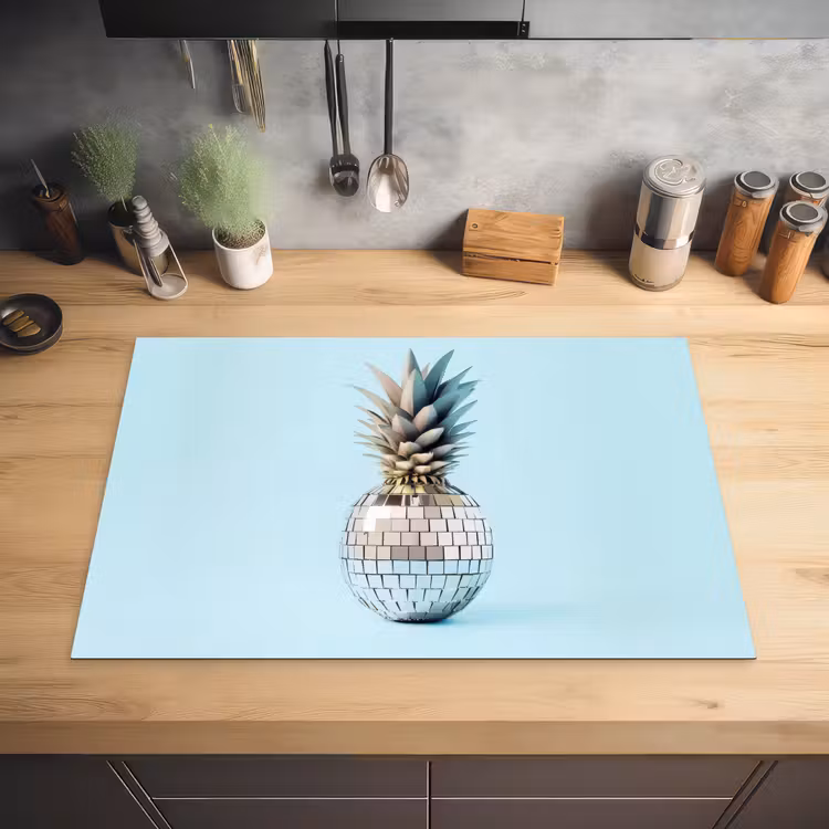 Blauw - Ananas - Disco - Discobal Inductie beschermer vinyl 3mm klein -sfeer5