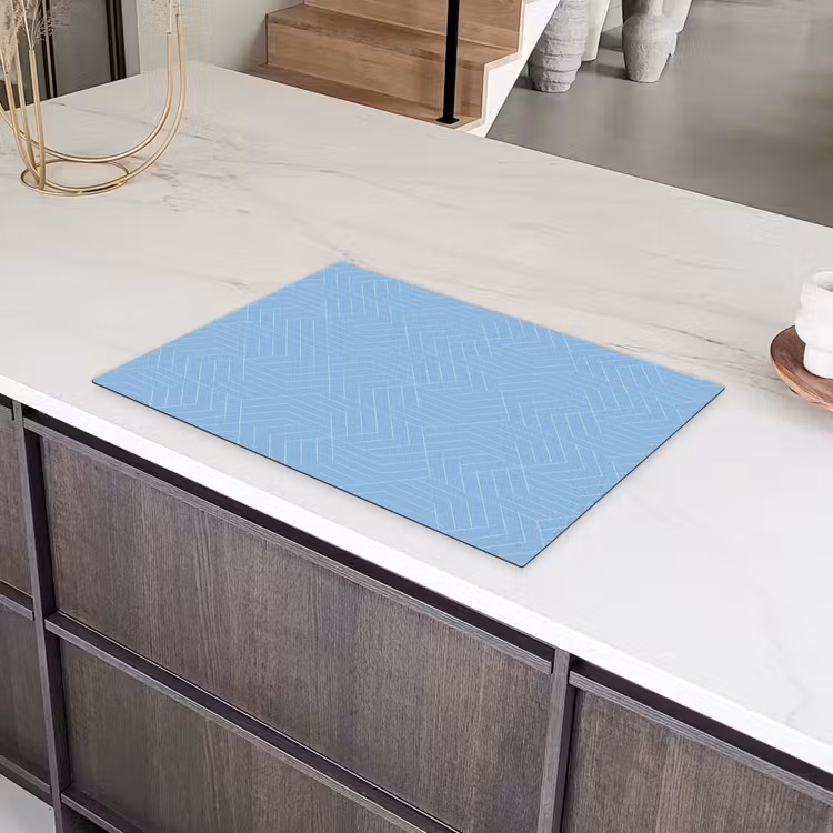 Blauw - Wit - Lijnen - Patroon Inductie beschermer vinyl 3mm klein 276 -sfeer8