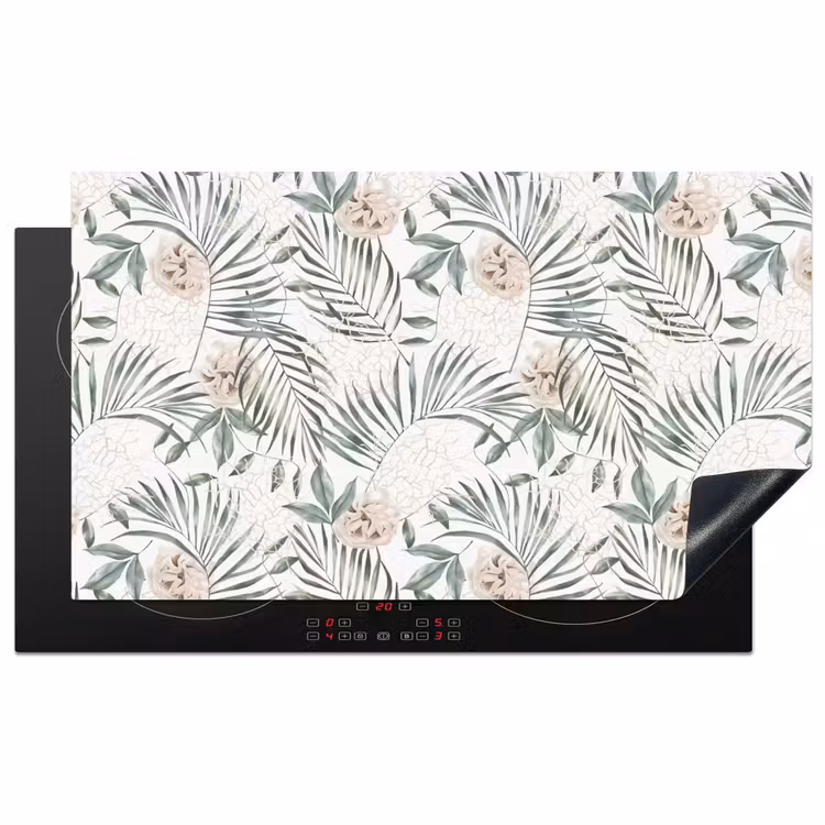 Bohemian - Bladeren - Bloemen - Tropisch Inductie beschermer vinyl 3mm middel -3d