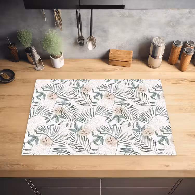 Boho - Jungle - Bloemen - Bladeren Inductie beschermer vinyl 3mm middel -sfeer5