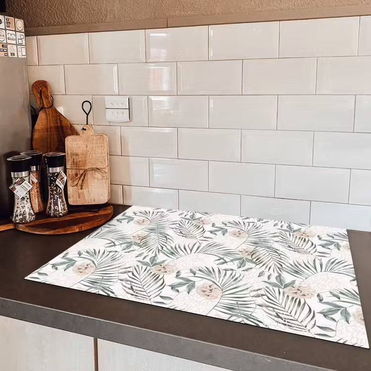 Boho - Jungle - Bloemen - Bladeren Inductie beschermer vinyl 3mm middel -sfeer3
