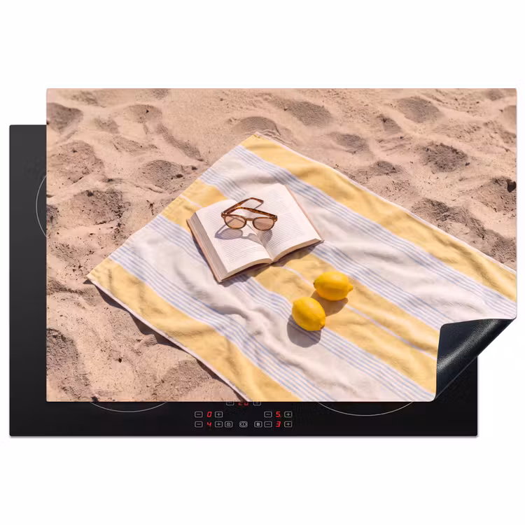 Boek - Zonnebril - Strand - Zomer - Geel Inductie beschermer vinyl 3mm klein -3d
