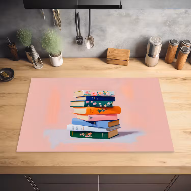 Boeken - Stapel - Kleurrijk Inductie beschermer vinyl 3mm klein -sfeer5