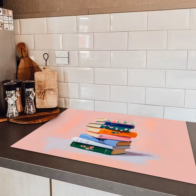 Boeken - Stapel - Kleurrijk Inductie beschermer vinyl 3mm klein -sfeer3