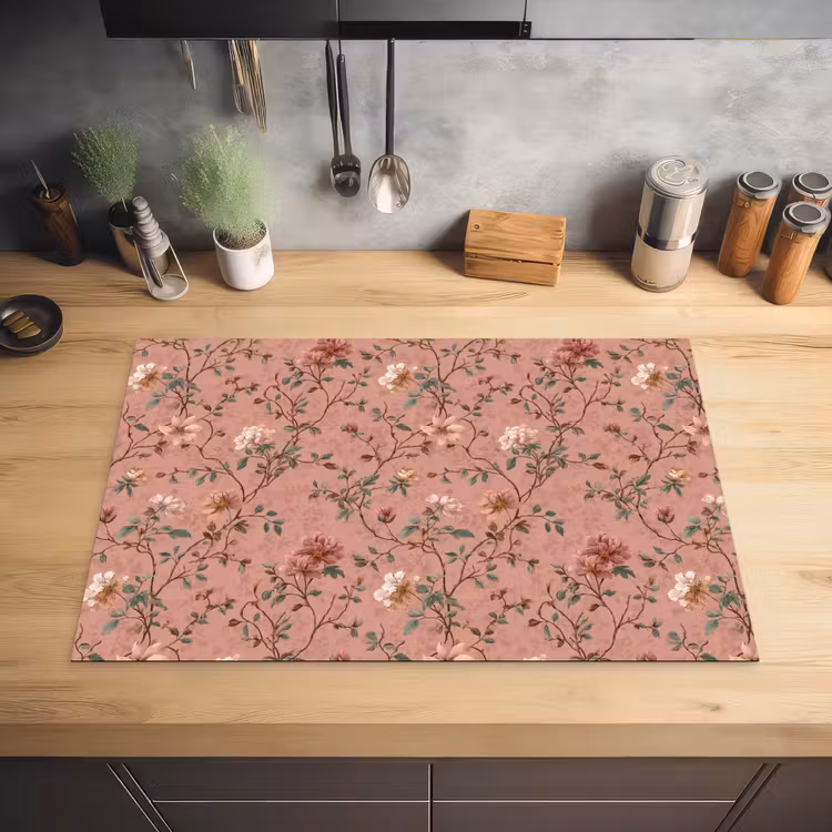 Botanisch - Bloemen - Roze Inductie beschermer vinyl 3mm klein 276 -sfeer5