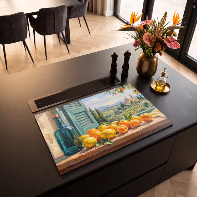 Induction Hob Cover - Bottle - Fruit - Still Life - Fles - Fruit - Stilleven Inductie beschermer vinyl 3mm klein