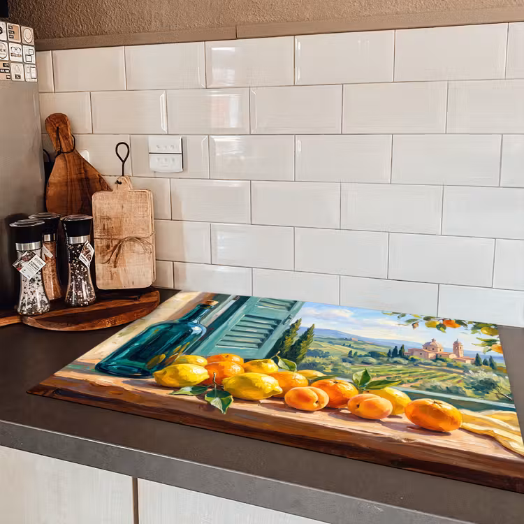 Induction Hob Cover - Bottle - Fruit - Still Life - Fles - Fruit - Stilleven Inductie beschermer vinyl 3mm klein