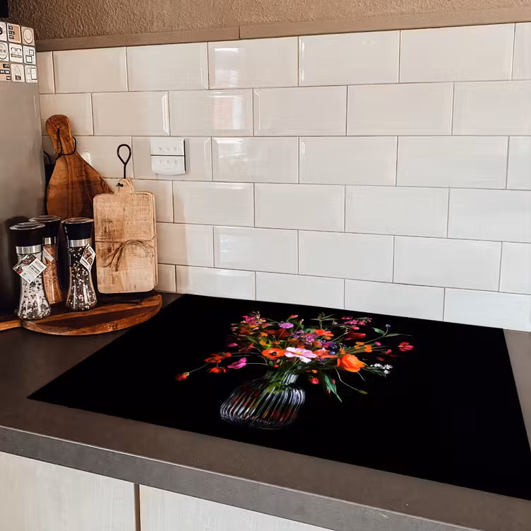 Boeket - Veldbloemen - Vaas Inductie beschermer vinyl 3mm klein -sfeer3
