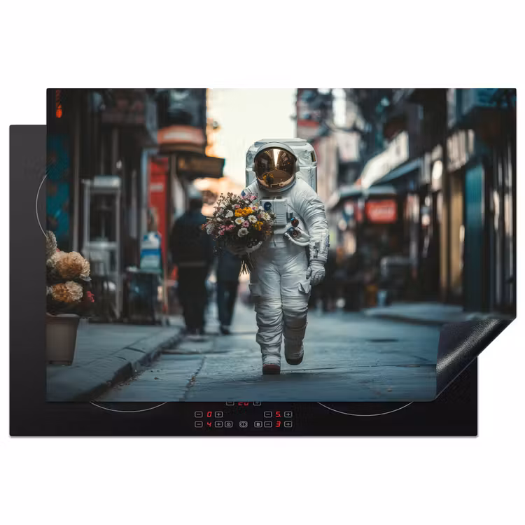 Boeket - Bloemen - Kleurrijk - Astronaut Inductie beschermer vinyl 3mm klein -3d