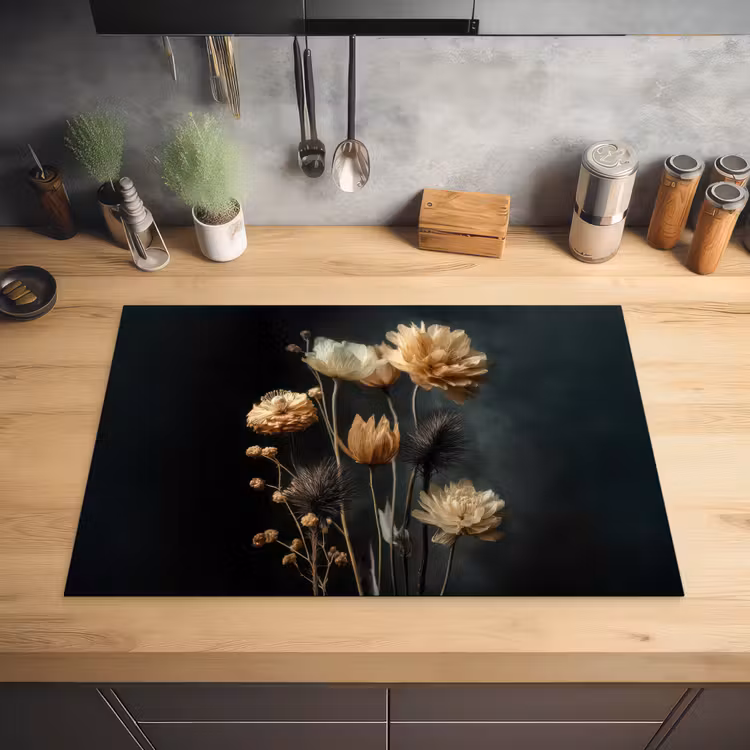 Boeket - Bloemen - Licht - Zwart Inductie beschermer vinyl 3mm klein -sfeer5