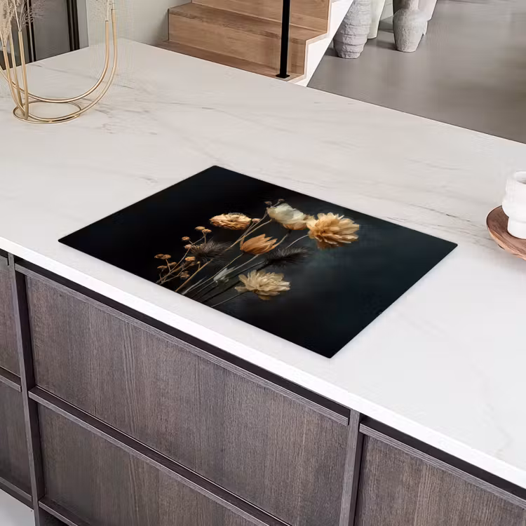 Boeket - Bloemen - Licht - Zwart Inductie beschermer vinyl 3mm klein -sfeer8