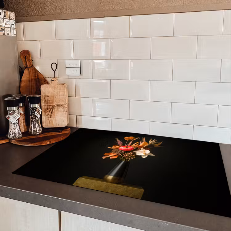 Boeket - Oranje - Gouden - vaas Inductie beschermer vinyl 3mm klein -sfeer3