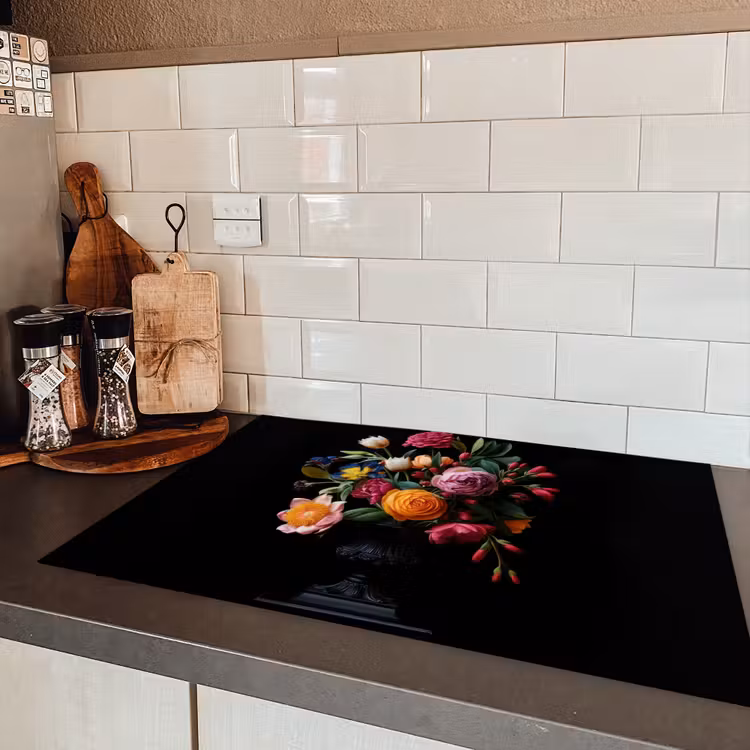 Boeket - Romantisch - Kleurrijk Inductie beschermer vinyl 3mm klein -sfeer3