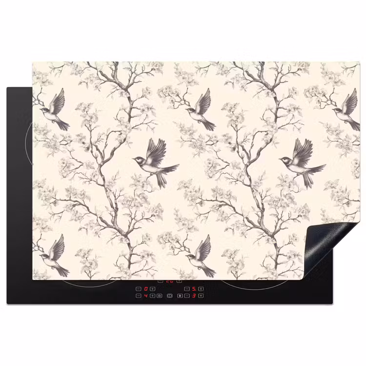 Takken - Vogels - Beige Inductie beschermer vinyl 3mm klein 276 -3d