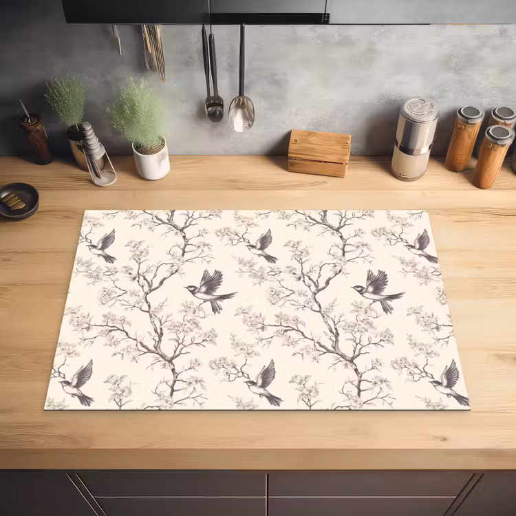 Takken - Vogels - Beige Inductie beschermer vinyl 3mm klein 276 -sfeer5
