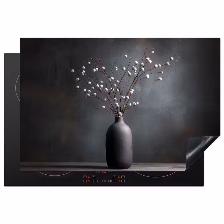 Takken - Vaas - Bolletjes - Wit Inductie beschermer vinyl 3mm klein -3d