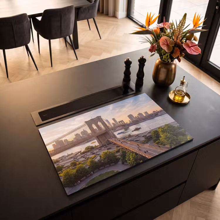 Brug - Rivier - Stad - Zonsondergang - Architectuur Inductie beschermer vinyl 3mm klein -sfeer5