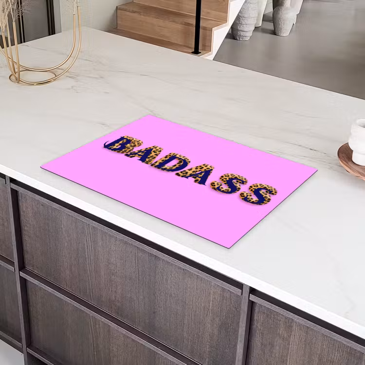 Felroze - Badass - Panterprint - Schaduw Inductie beschermer vinyl 3mm klein -sfeer8