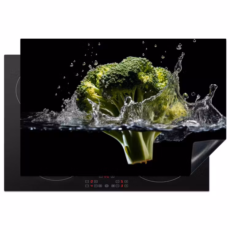 Broccoli - Groen - Water - Zwart Inductie beschermer vinyl 3mm klein -3d