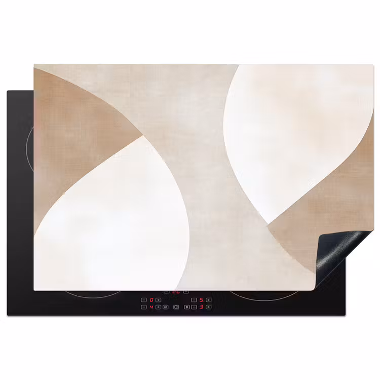 Bruin - Japandi - Abstract Inductie beschermer vinyl 3mm klein -3d