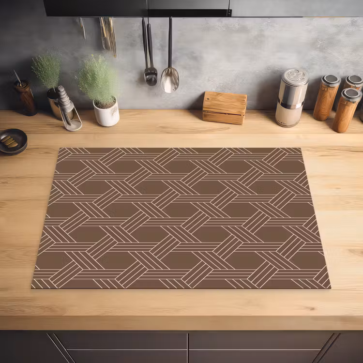 Bruin - Lijnen - Patroon Inductie beschermer vinyl 3mm klein 276 -sfeer5