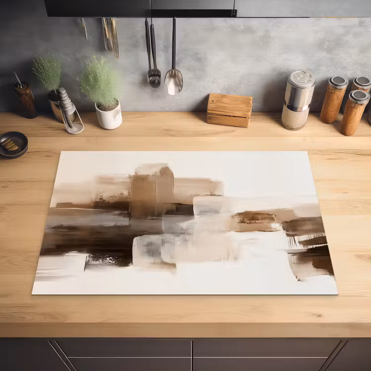 Penseelstreken - Abstract landschap - Rust Inductie beschermer vinyl 3mm klein -sfeer5