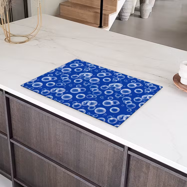 Bubbels - Patroon - Blauw Inductie beschermer vinyl 3mm klein -sfeer8